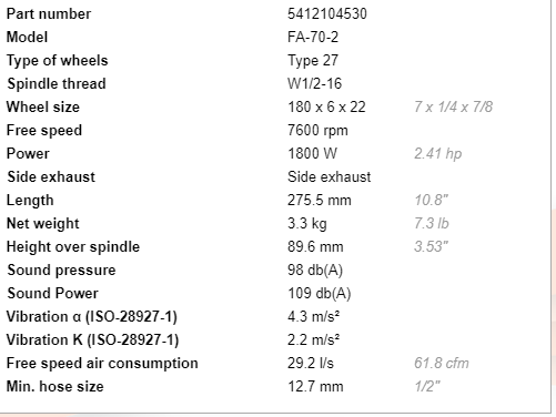 Máy mài góc khí nén Fuji FA-70-2, Fuji air angle grinder FA-70-2