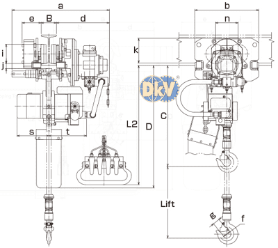 Pa lăng xích khí nén Kito TCRM04PS, Kito pneumatic chain hoists TCRM04PS