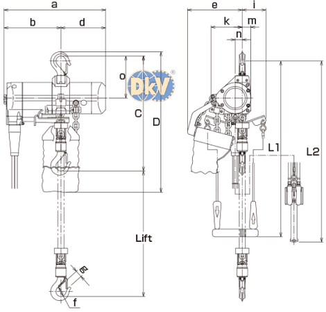 Pa lăng xích khí nén Kito TCSH03CS, Kito rand hydraulic hoists TCSH03CS