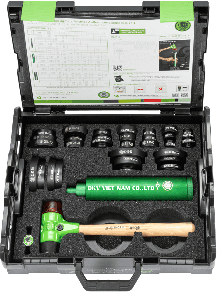 Bộ đóng vòng bi bạc đạn Kukko 71-L, Kukko impact fitting tool kit 71-L