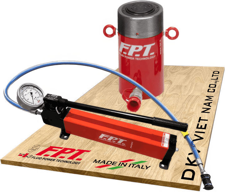 Bộ kích thủy lực FPT CRM-50/100, Bộ con đội thủy lực FPT CRM-50/100, FPT hydraulic cylinder and hand pump set CRM-50/100