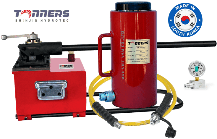 Bộ kích thủy lực Tonners DR-100300, Tonners hydraulic jack set DR-100300 là sự kết hợp giữa kích thủy lực Tonners DR-100300