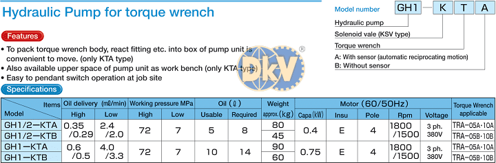 Bơm cờ lê thủy lực Osaka GH1/2-KTA, Osaka electric hydraulic torque wrench pump GH1/2-KTA