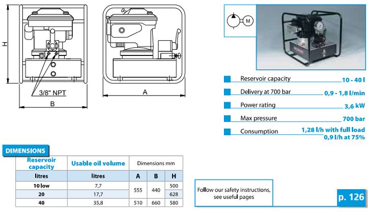 Bơm xăng thủy lực Europress MSD, Europress petrol engine hydraulic pump MSD