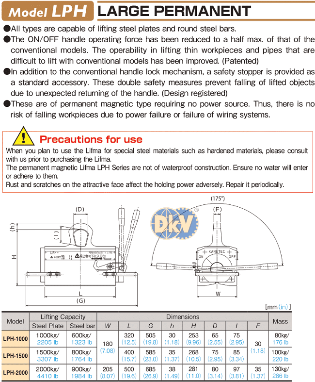 cau nam cham kanetec lph-2000, kanetec permanent magnetic lifma lph-2000