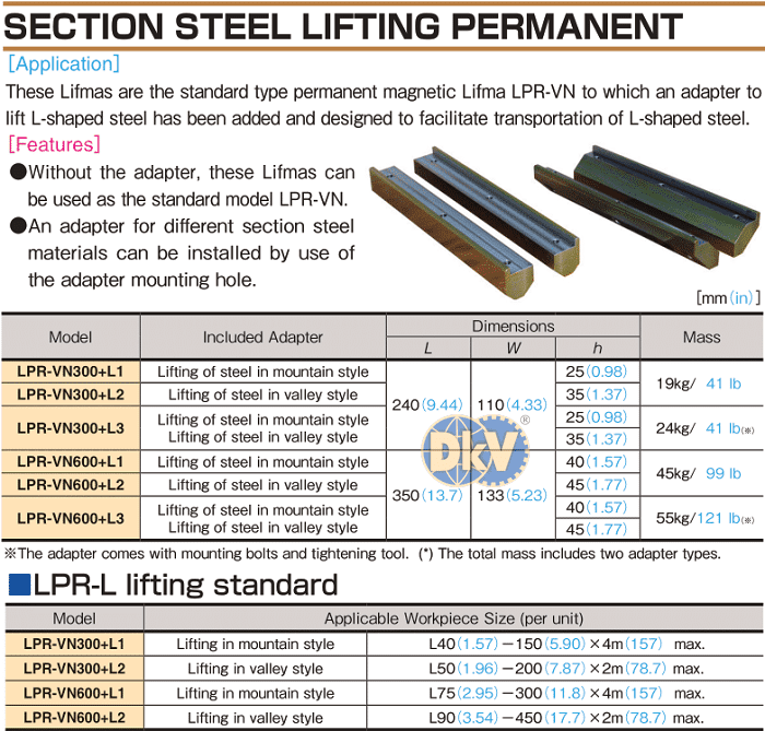 Cẩu nam châm Kanetec LPR-VN300+L1, Kanetec permanent magnetic lifma LPR-VN300+L1