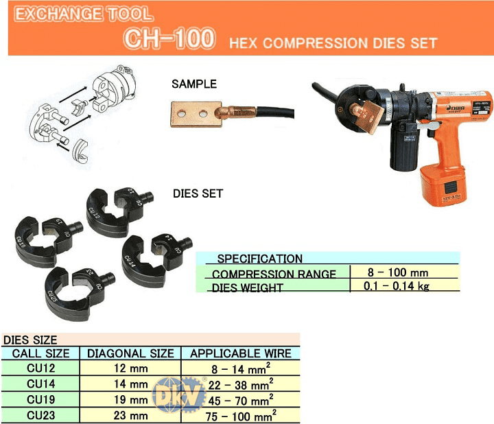 Đầu ép cos thủy lực Daia CH-100, Daia multi purpose handy tool CH-100