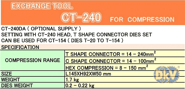 Đầu ép cos thủy lực Daia CT-240, Daia multi purpose handy tool CT-240