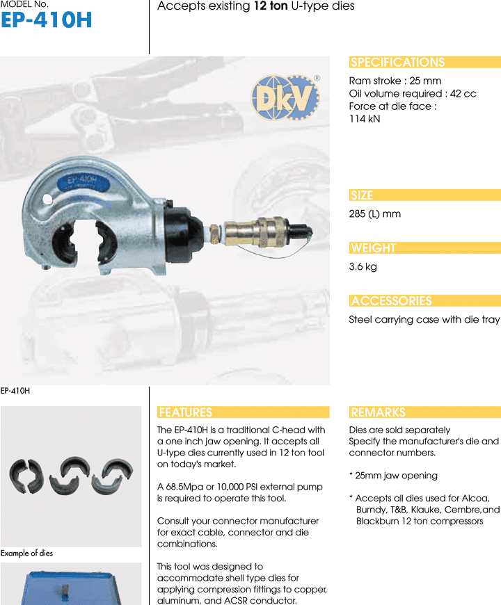 Đầu ép cos thủy lực Izumi EP-510C, Izumi hydraulic compression tools EP-510C