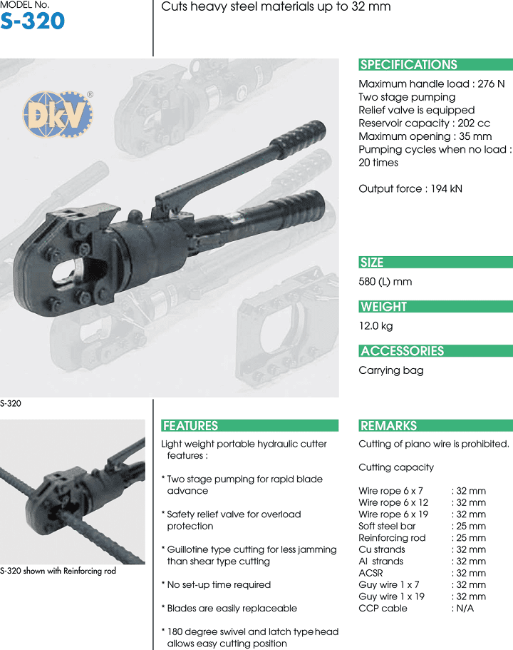 Kìm cắt cable thủy lực Izumi S-320, Izumi hydraulic cutters S-320
