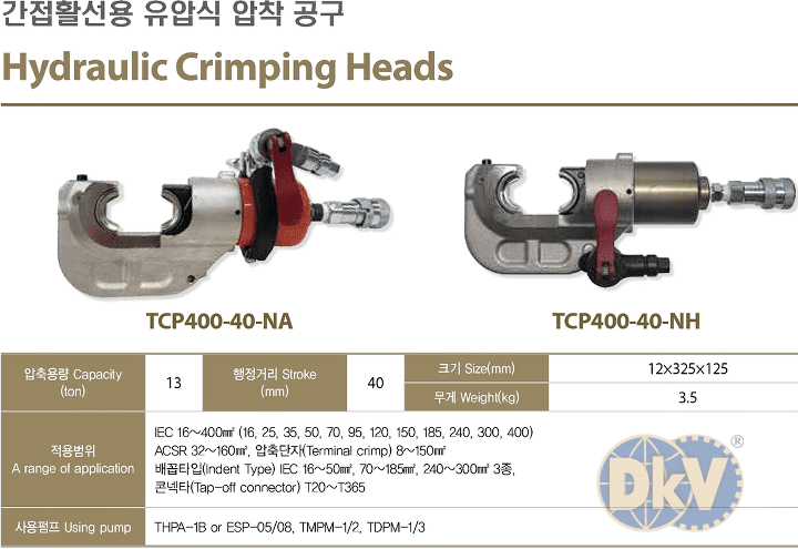 dau ep cop thuy luc tecpos tcp400-40-na, tecpos hydraulic crimping heads tcp400-40-na