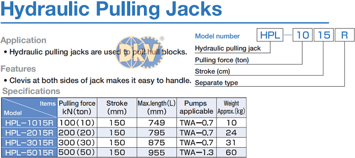 Kích kéo thủy lực Osaka HPL-1015R, Osaka hydraulic pulling jack HPL-1015R