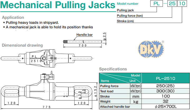 Kích kéo Osaka PL-2510, Osaka machanical pulling jack PL-2510