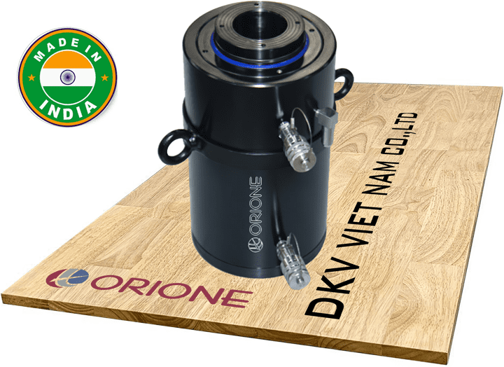 Kích thủy lực rỗng tâm Orione OADH 60-100, con đội thuỷ lực rỗng tâm Orione OADH 60-100, Orione aluminum double acting hole hydraulic jack OADH 60-100