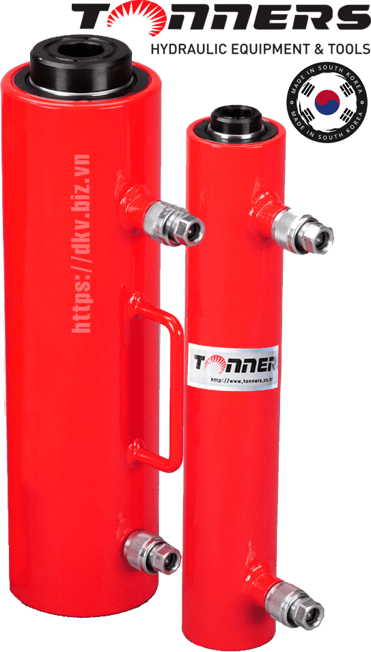 Kích thủy lực rỗng tâm Tonners DCHW-100257, kích thủy lực rỗng tâm 2 chiều Tonners DCHW-100257, Tonners hollow plunger hydraulic jack DCHW-100257