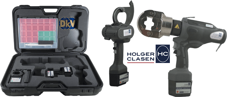 Bộ máy cắt cable và ép cốt thủy lực Holger Clasen KombiMax-5/14-A, Holger Clasen hydraulic bettery combination set KombiMax-5/14-A