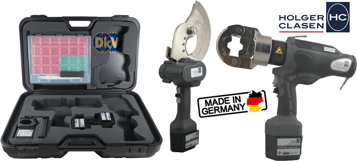 Bộ máy cắt cable và ép cốt thủy lực Holger Clasen KombiMax-6A/14-A, Holger Clasen hydraulic bettery combination set KombiMax-6A/14-A