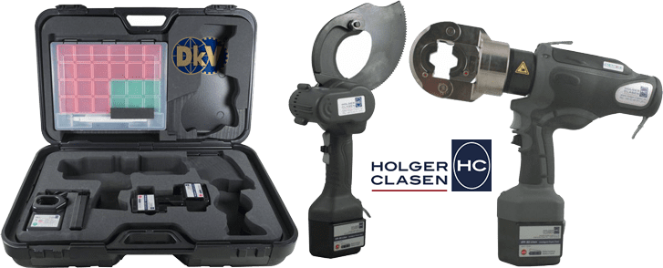 Bộ máy cắt cable và ép cốt thủy lực Holger Clasen KombiMax-7F/14-A, Holger Clasen hydraulic bettery combination set KombiMax-7F/14-A