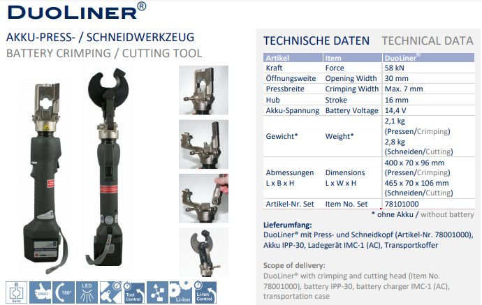 Máy ép cốt thủy lực Holger Clasen DuoLiner®-Set, Holger Clasen hydraulic Crimpers DuoLiner®-Set