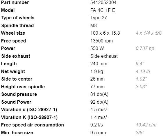 Máy mài góc khí nén Fuji FA-7E-8VF, Fuji air angle grinder FA-7E-8VF