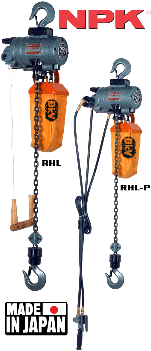 Pa lăng xích khí nén NPK RHL-250P, NPK peumatic chain hoists RHL-250P