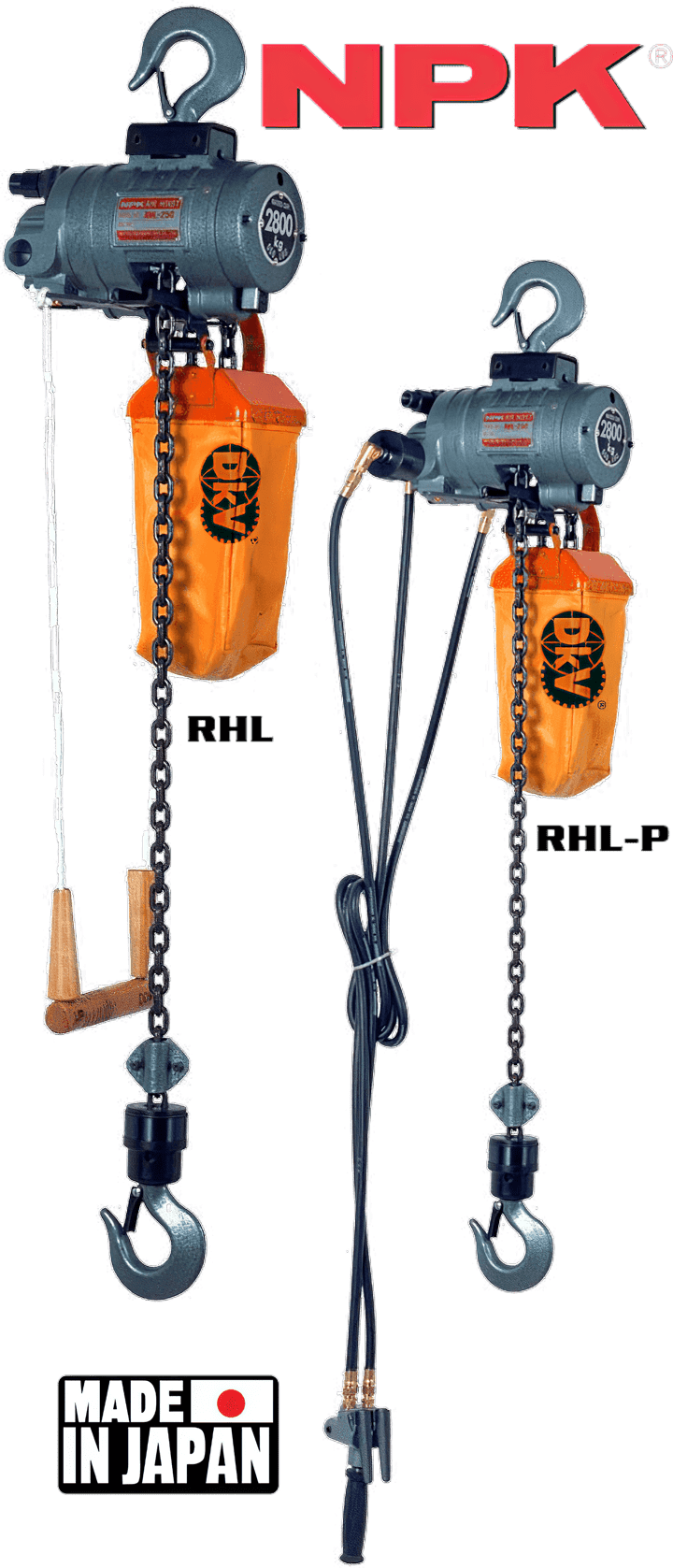 Pa lăng xích khí nén NPK RHL-2800, NPK peumatic chain hoists RHL-2800