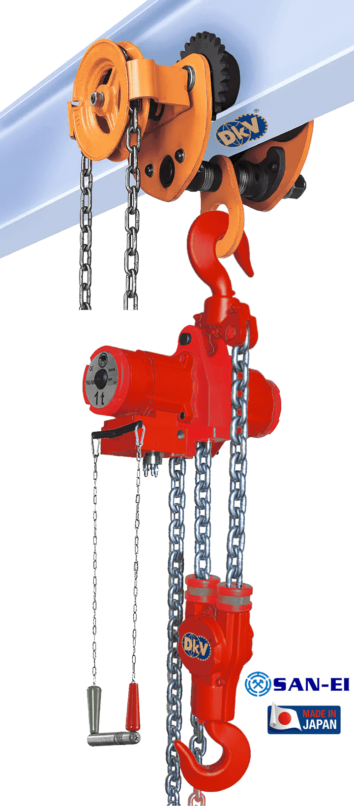 Pa lăng xích khí nén SAN-EI VLX100LC-GR, SAN-EI peumatic chain hoists VLX100LC-GR