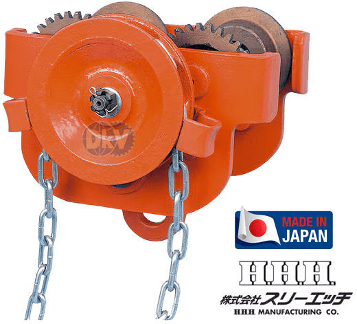 Rùa lăn treo pa lăng H.H.H GT5TON, H.H.H geared trolley for chain hoist GT5TON