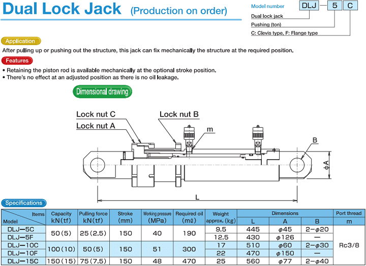 Xy lanh thủy lực Osaka DLJ-5C, Osaka dual lock jack DLJ-5C